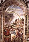 Leaves Paintings - Aeneas Piccolomini Leaves for the Council of Basle by Bernardino Pinturicchio